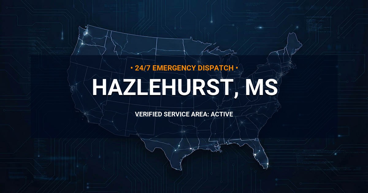 Emergency Plumbing Dispatch Map for Plumbing Services: Hazlehurst, MS
