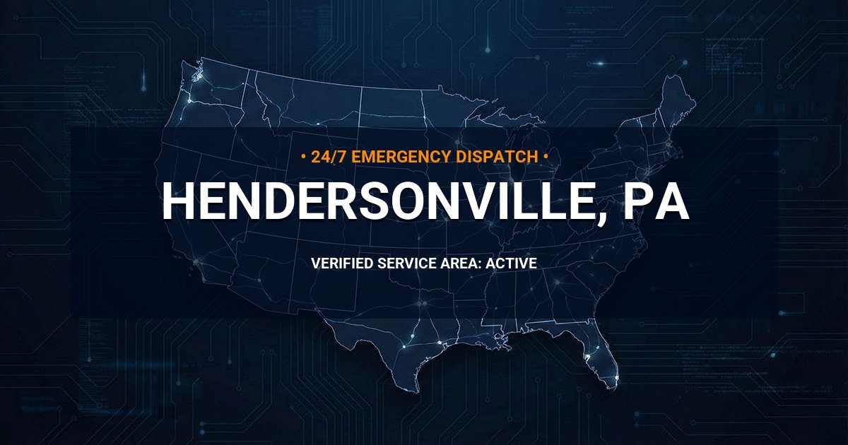 Emergency Plumbing Dispatch Map for Plumbing Services: Hendersonville, PA