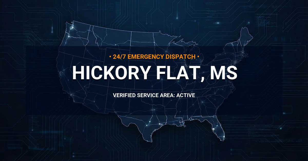 Emergency Plumbing Dispatch Map for Plumbing Services: Hickory Flat, MS