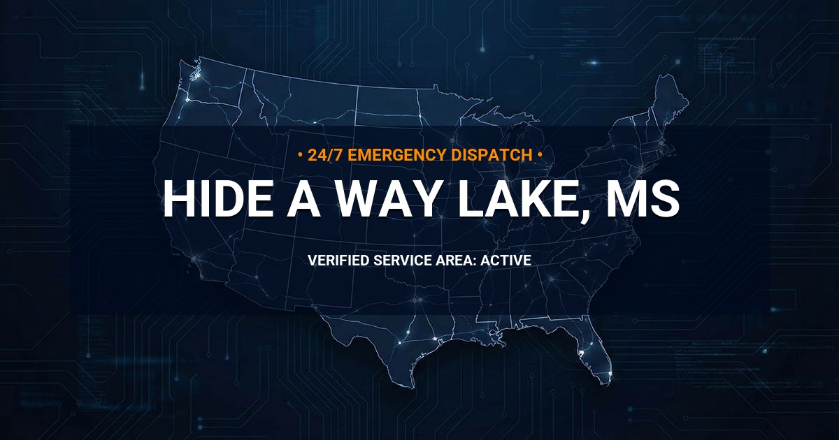 Emergency Plumbing Dispatch Map for Plumbing Services: Hide-A-Way Lake, MS