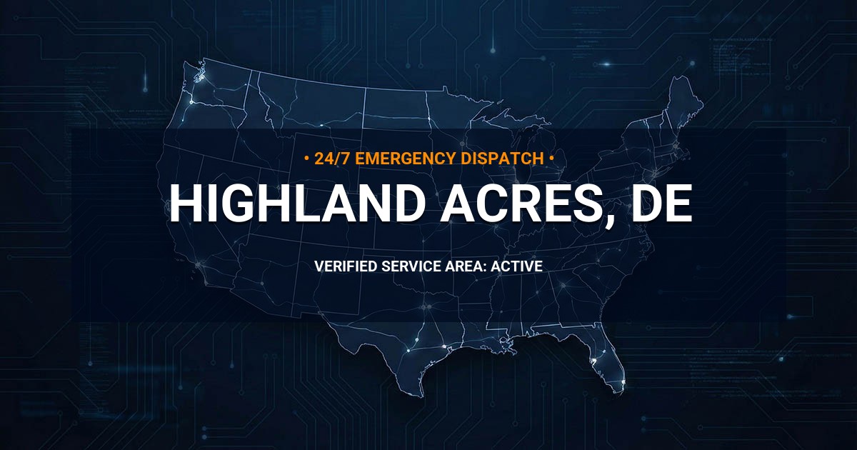 Emergency Plumbing Dispatch Map for Plumbing Services: Highland Acres, DE