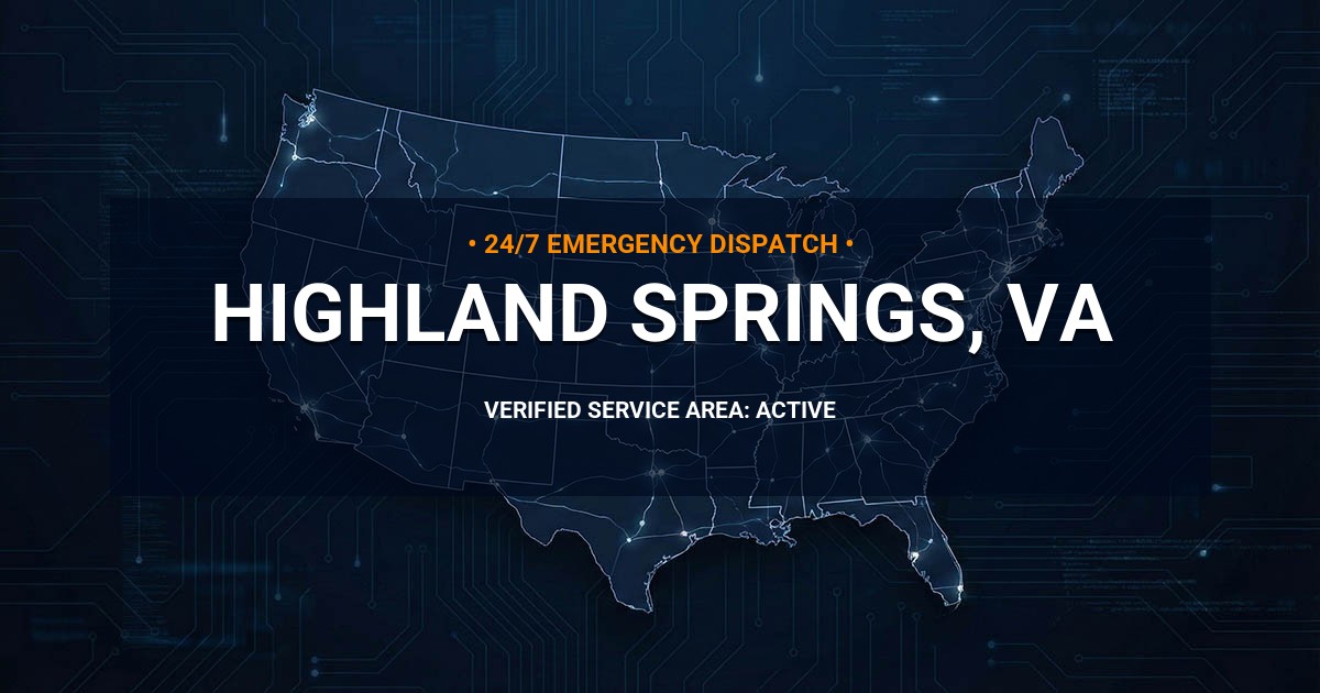 Emergency Plumbing Dispatch Map for Plumbing Services: Highland Springs, VA