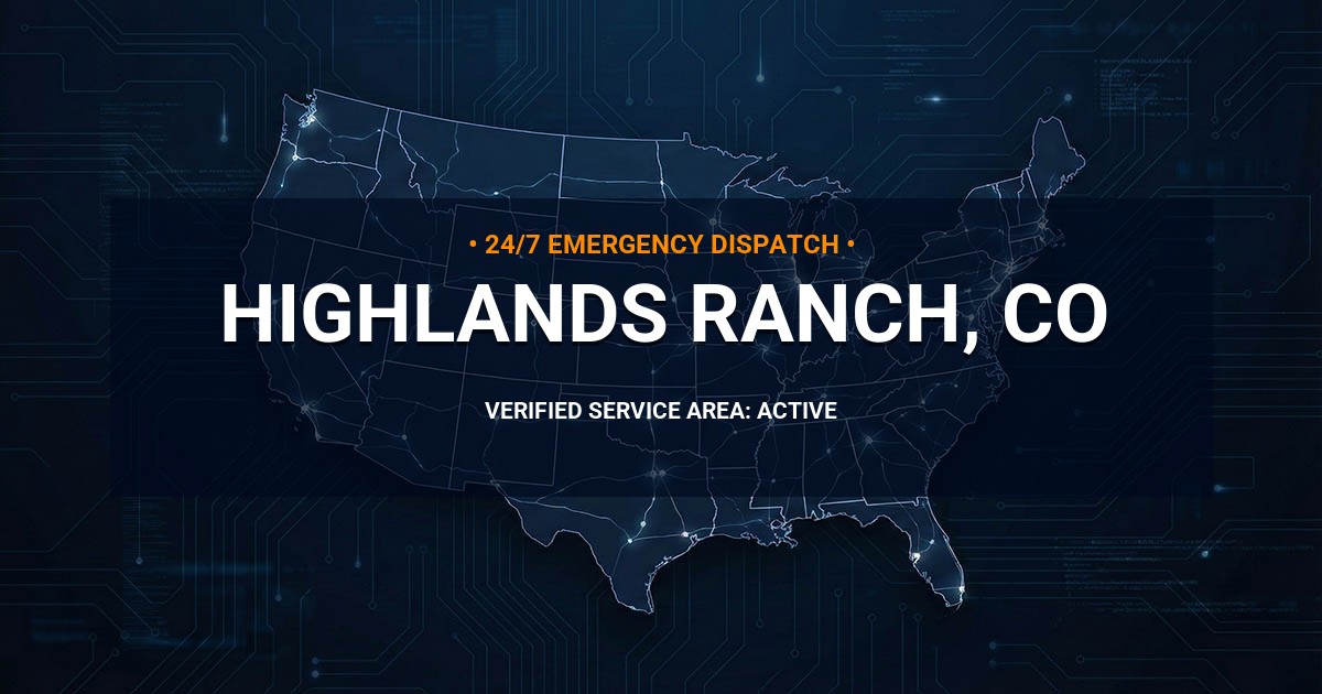 Emergency Plumbing Dispatch Map for Plumbing Services: Highlands Ranch, CO