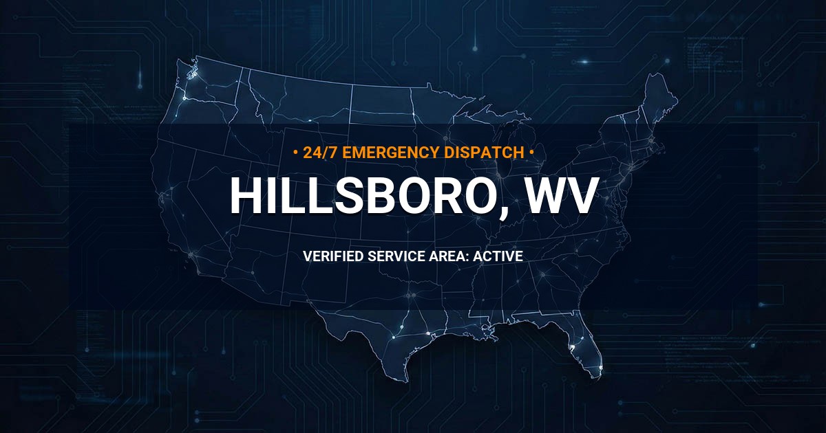 Emergency Plumbing Dispatch Map for Plumbing Services: Hillsboro, WV