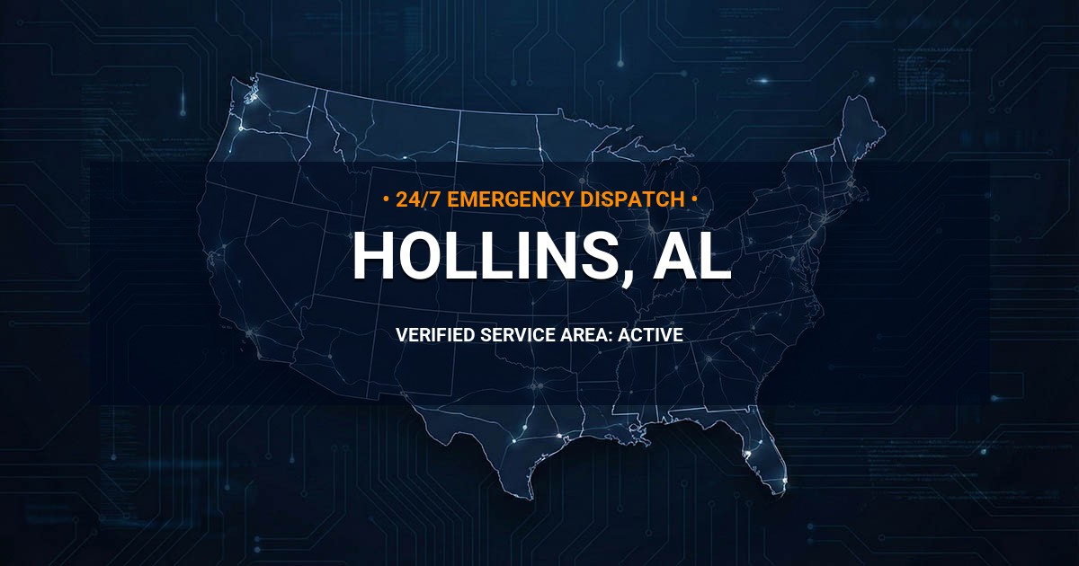 Emergency Plumbing Dispatch Map for Plumbing Services: Hollins, AL