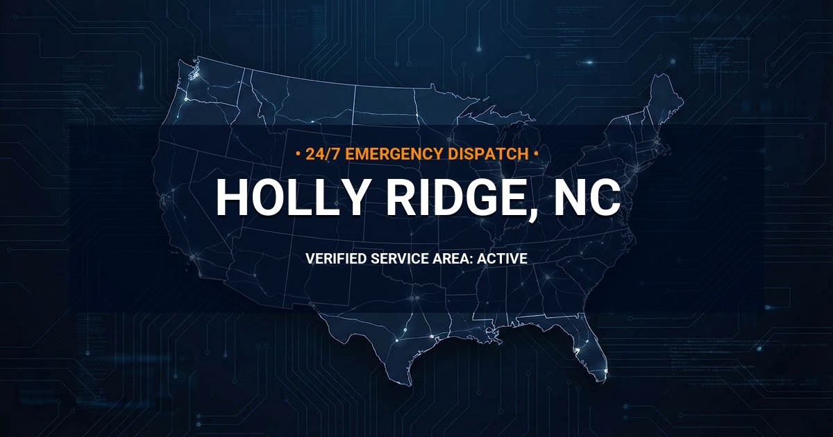 Emergency Plumbing Dispatch Map for Plumbing Services: Holly Ridge, NC