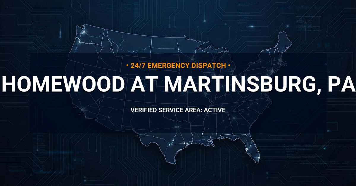 Emergency Plumbing Dispatch Map for Plumbing Services: Homewood at Martinsburg, PA