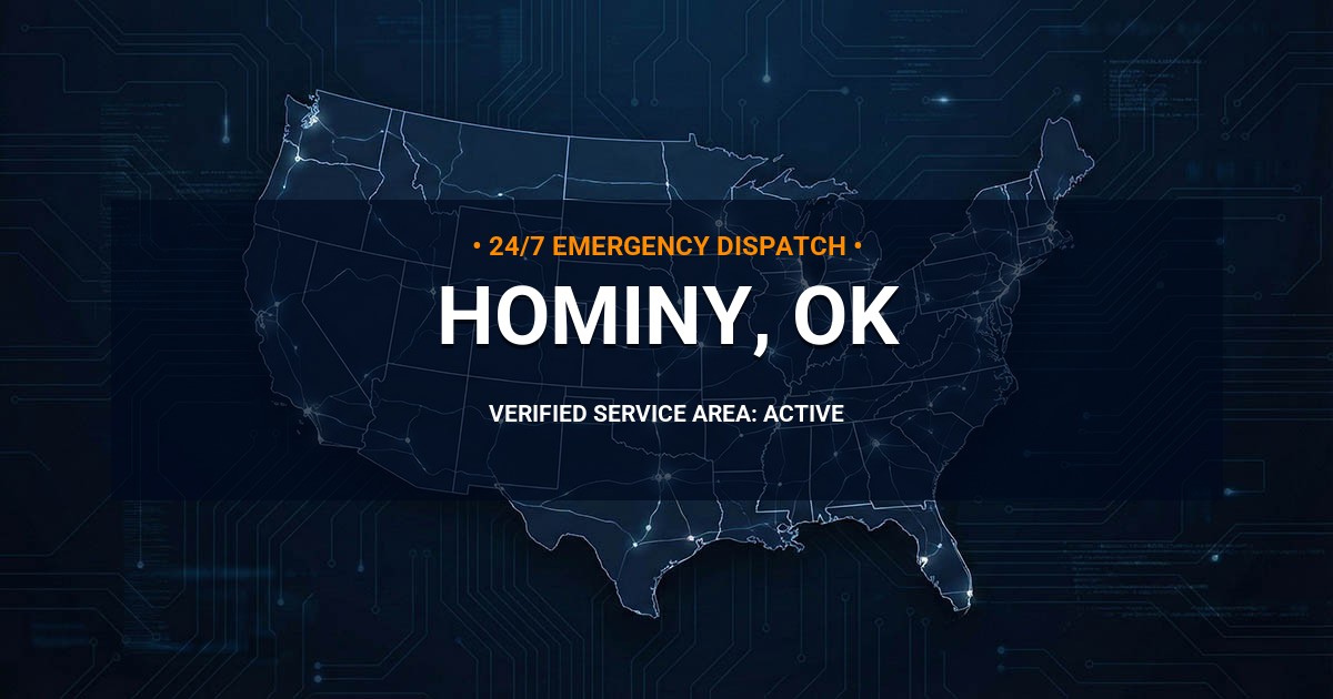Emergency Plumbing Dispatch Map for Plumbing Services: Hominy, OK