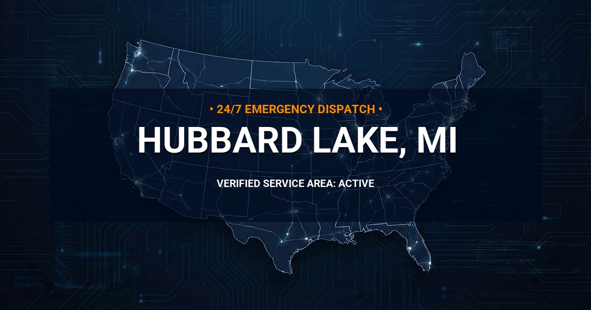 Emergency Plumbing Dispatch Map for Plumbing Services: Hubbard Lake, MI