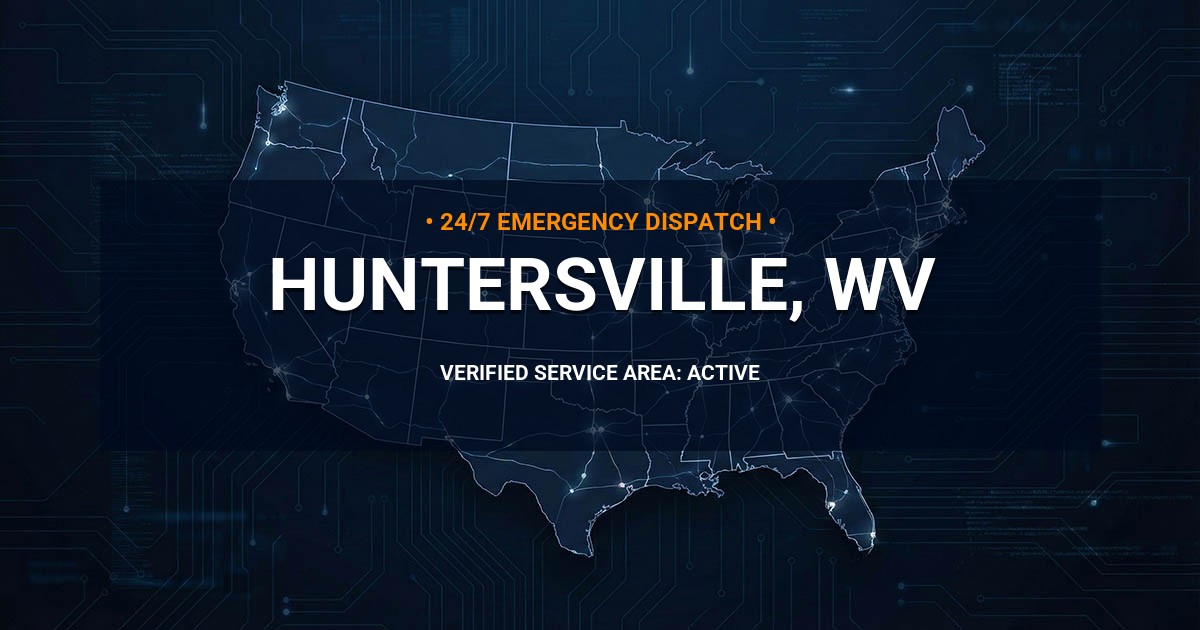 Emergency Plumbing Dispatch Map for Plumbing Services: Huntersville, WV