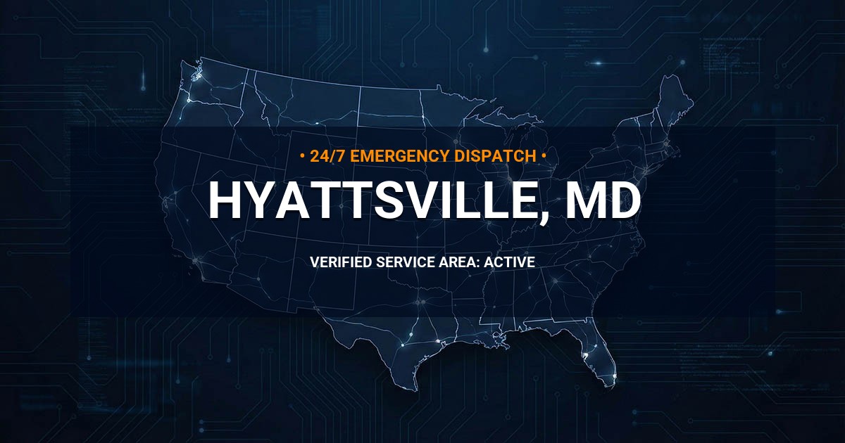 Emergency Plumbing Dispatch Map for Plumbing Services: Hyattsville, MD