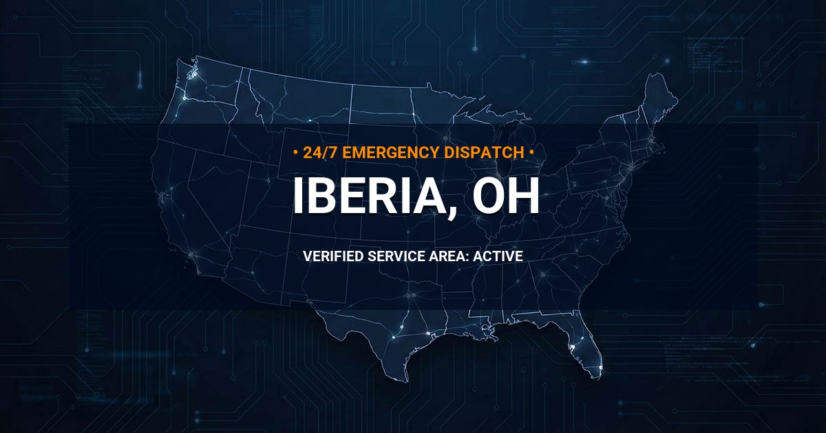 Emergency Plumbing Dispatch Map for Plumbing Services: Iberia, OH
