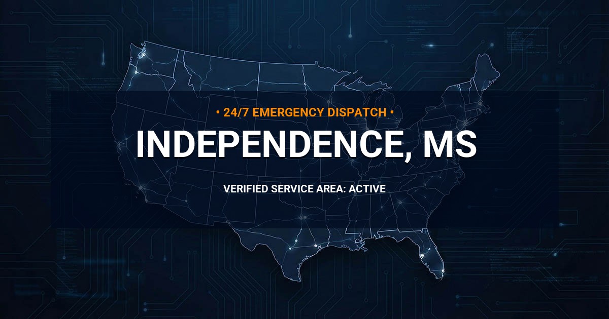 Emergency Plumbing Dispatch Map for Plumbing Services: Independence, MS