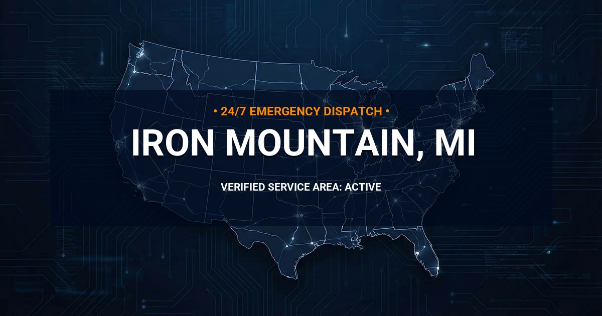 Emergency Plumbing Dispatch Map for Plumbing Services: Iron Mountain, MI