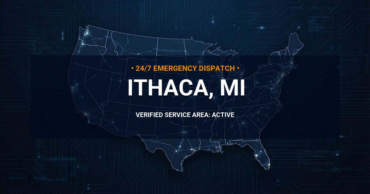 Emergency Plumbing Dispatch Map for Plumbing Services: Ithaca, MI