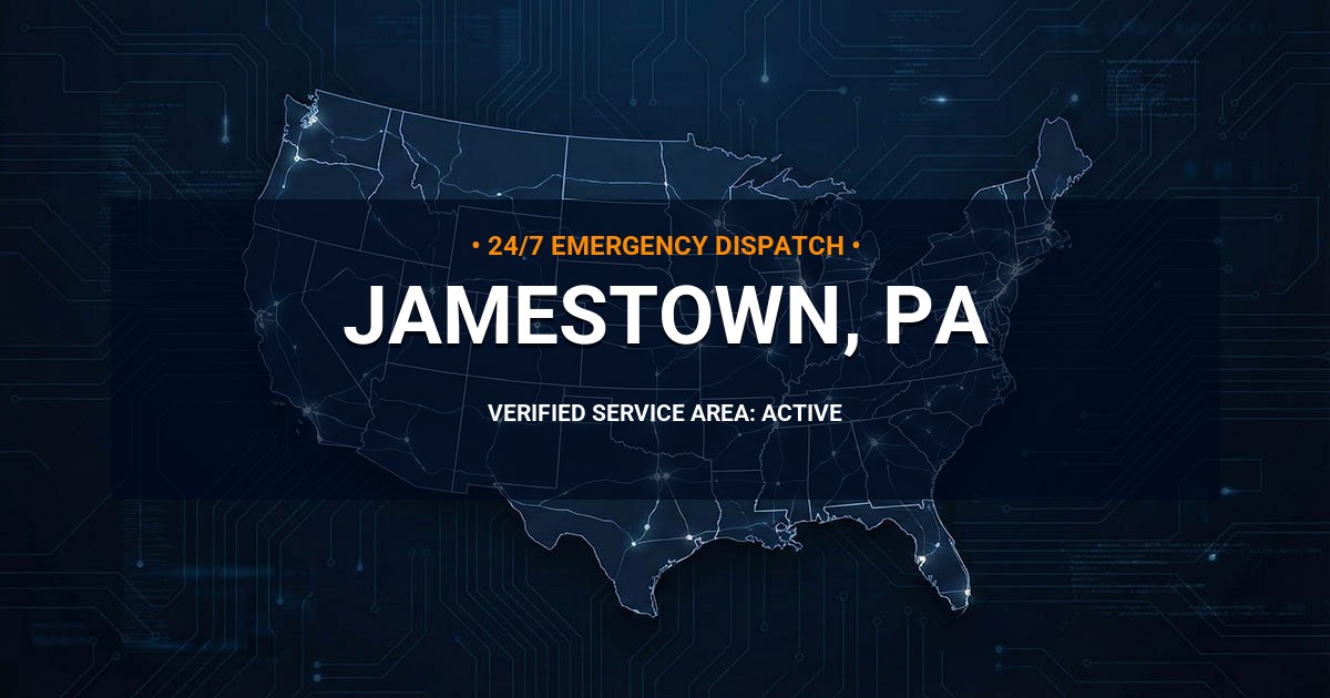 Emergency Plumbing Dispatch Map for Plumbing Services: Jamestown, PA