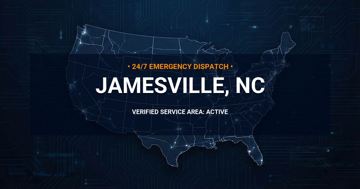 Emergency Plumbing Dispatch Map for Plumbing Services: Jamesville, NC