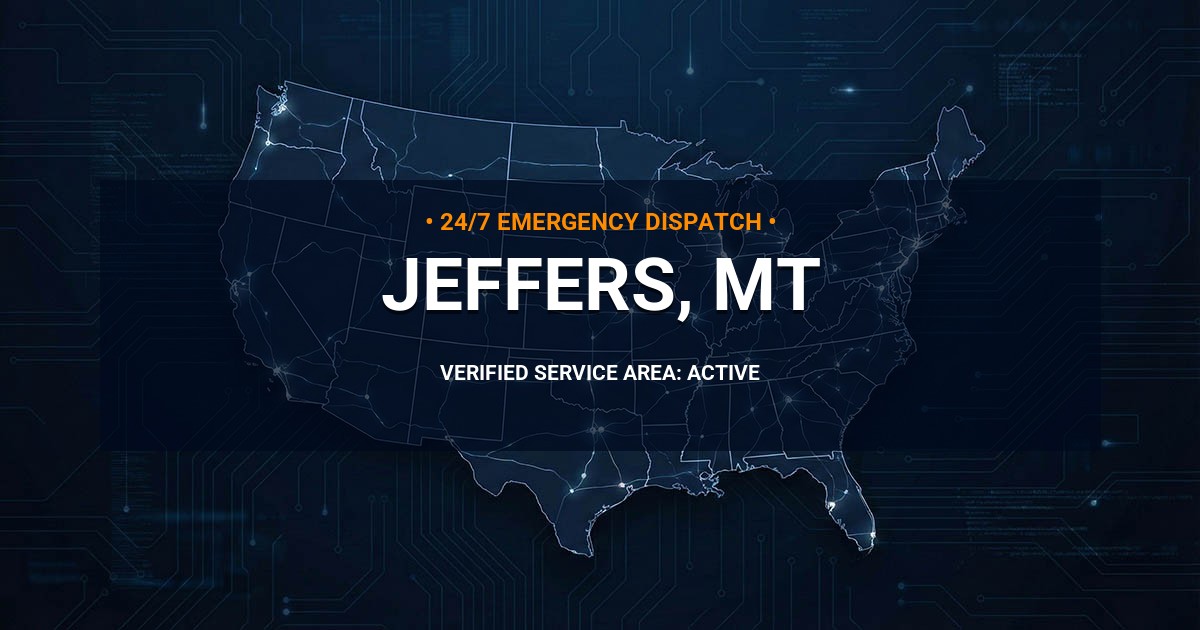 Emergency Plumbing Dispatch Map for Plumbing Services: Jeffers, MT