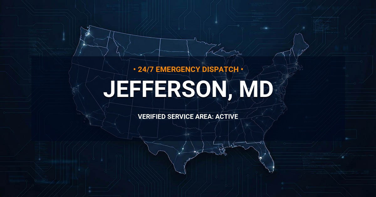 Emergency Plumbing Dispatch Map for Plumbing Services: Jefferson, MD