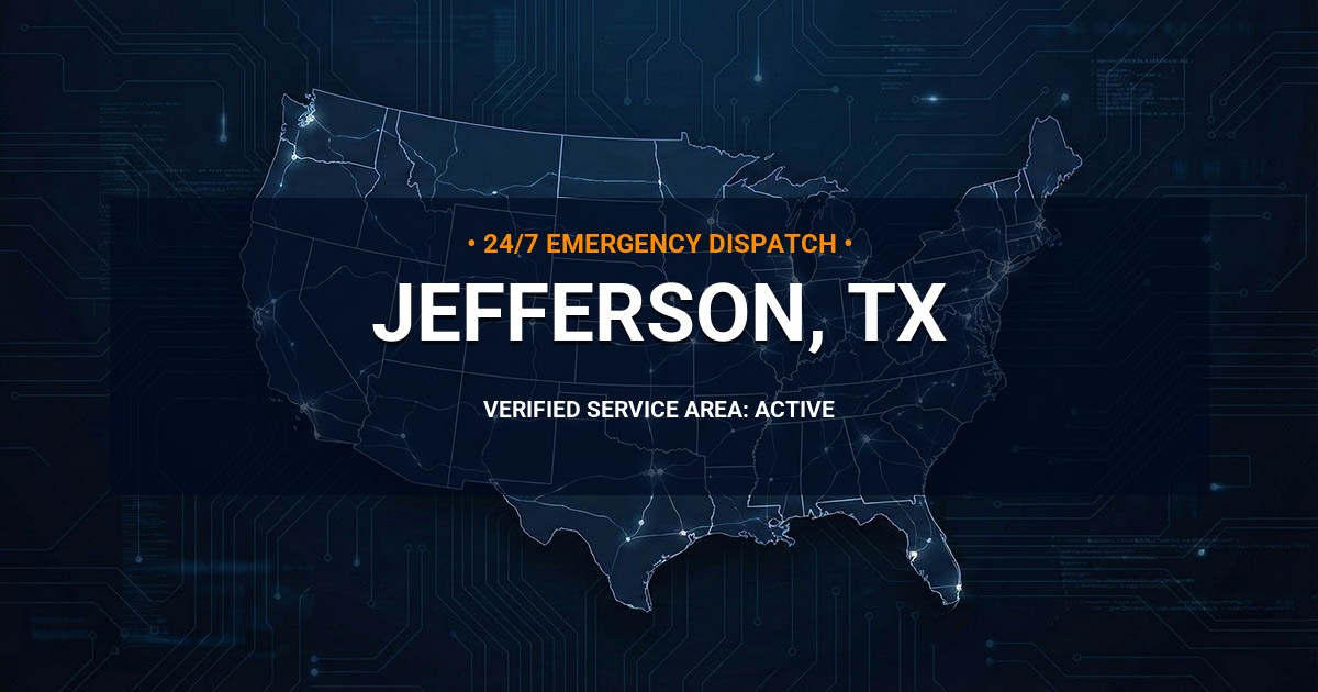 Emergency Plumbing Dispatch Map for Plumbing Services: Jefferson, TX