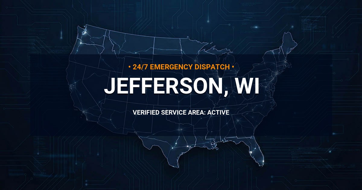 Emergency Plumbing Dispatch Map for Plumbing Services: Jefferson, WI