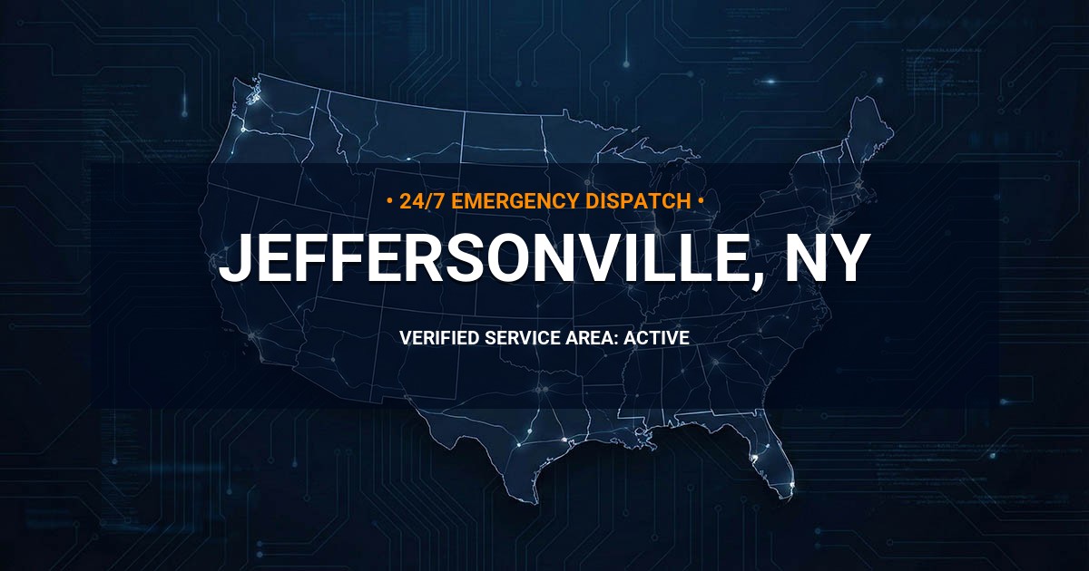 Emergency Plumbing Dispatch Map for Plumbing Services: Jeffersonville, NY