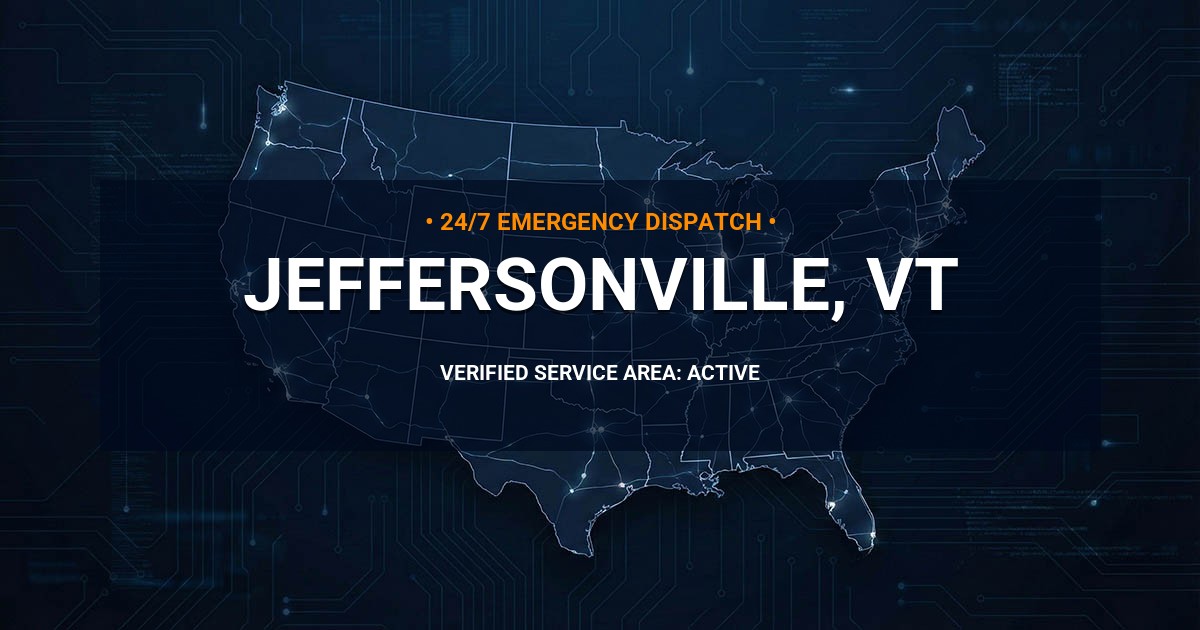 Emergency Plumbing Dispatch Map for Plumbing Services: Jeffersonville, VT
