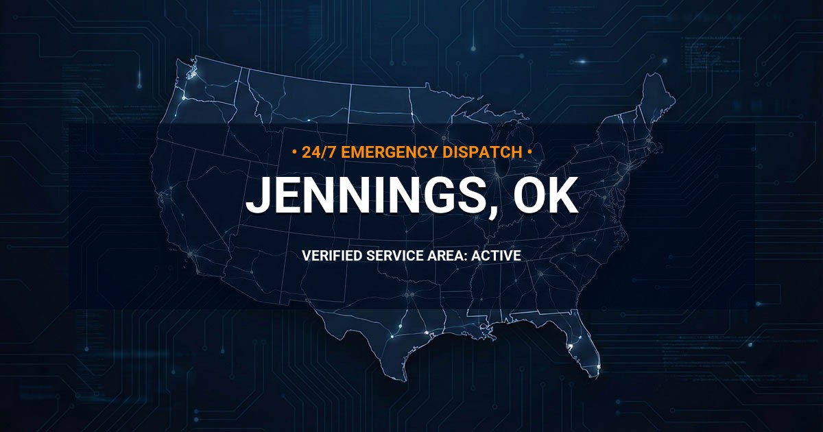 Emergency Plumbing Dispatch Map for Plumbing Services: Jennings, OK