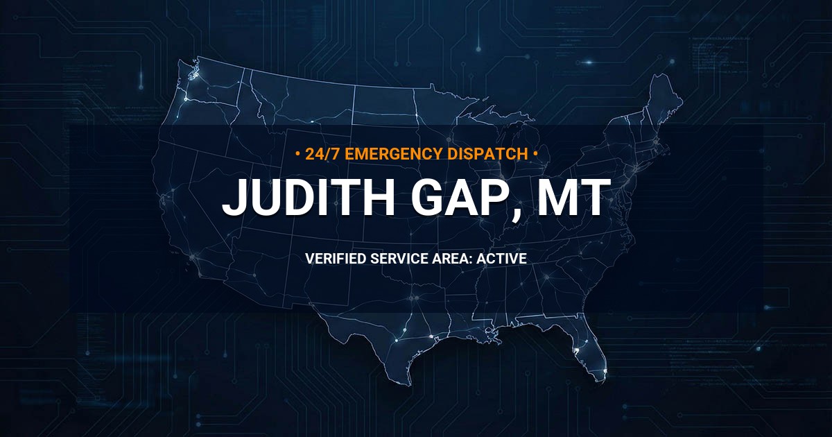 Emergency Plumbing Dispatch Map for Plumbing Services: Judith Gap, MT