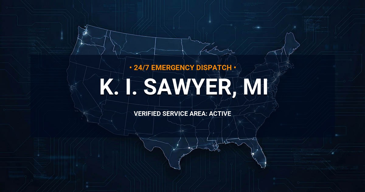 Emergency Plumbing Dispatch Map for Plumbing Services: K. I. Sawyer, MI