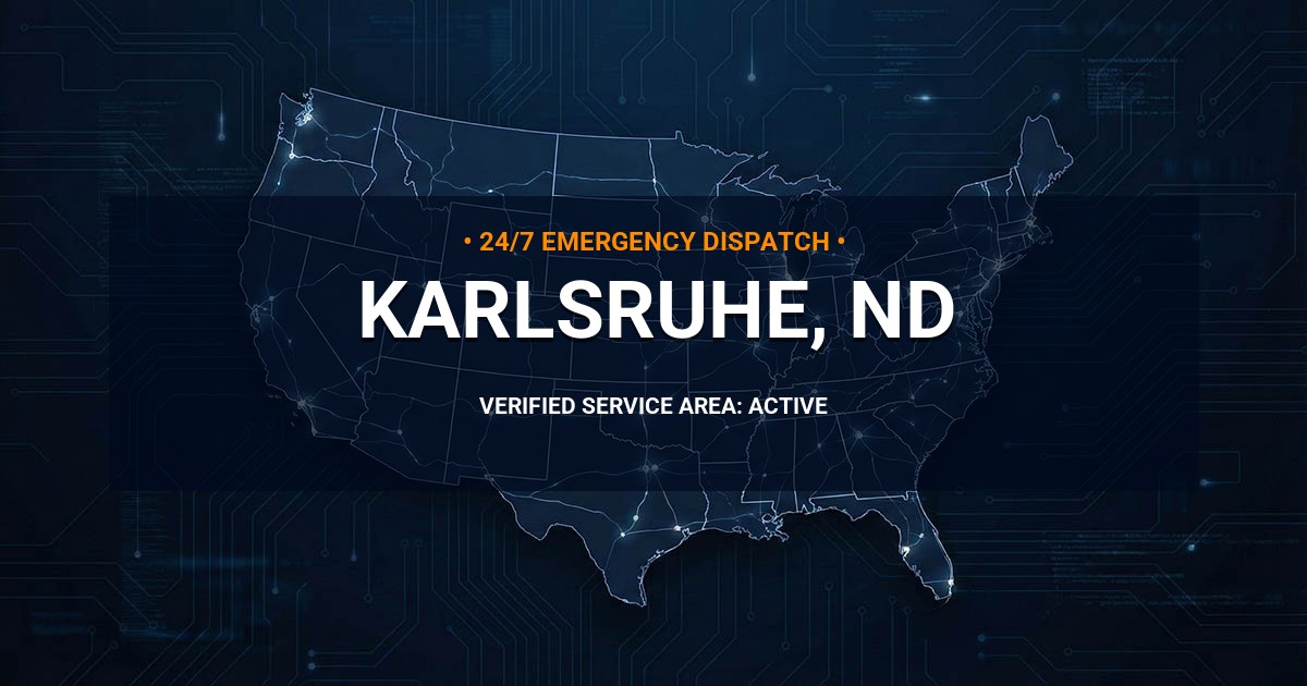 Emergency Plumbing Dispatch Map for Plumbing Services: Karlsruhe, ND