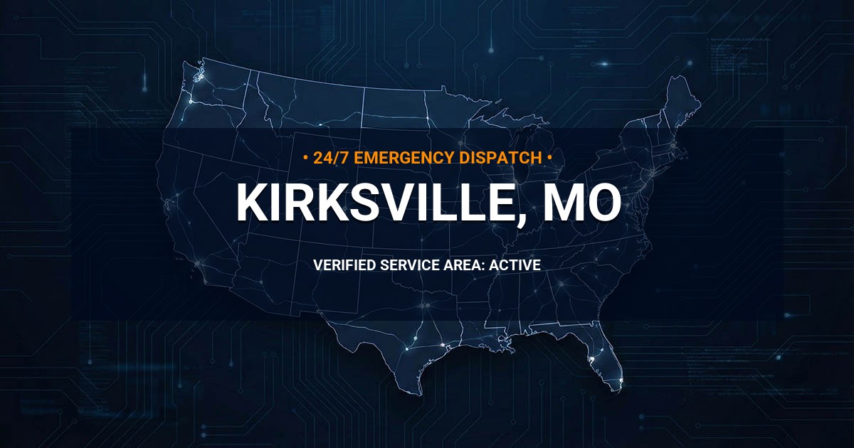 Emergency Plumbing Dispatch Map for Plumbing Services: Kirksville, MO