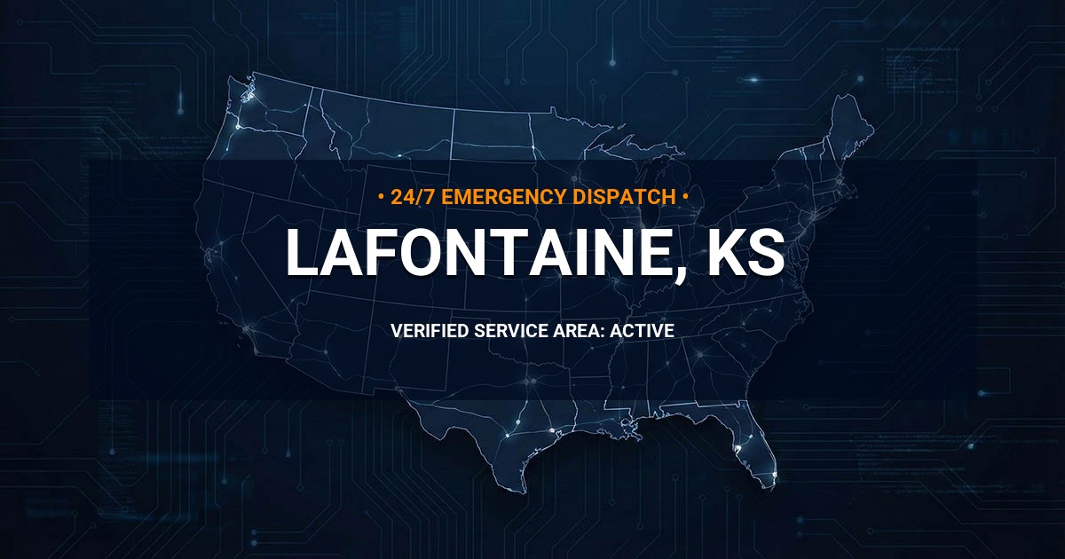 Emergency Plumbing Dispatch Map for Plumbing Services: Lafontaine, KS