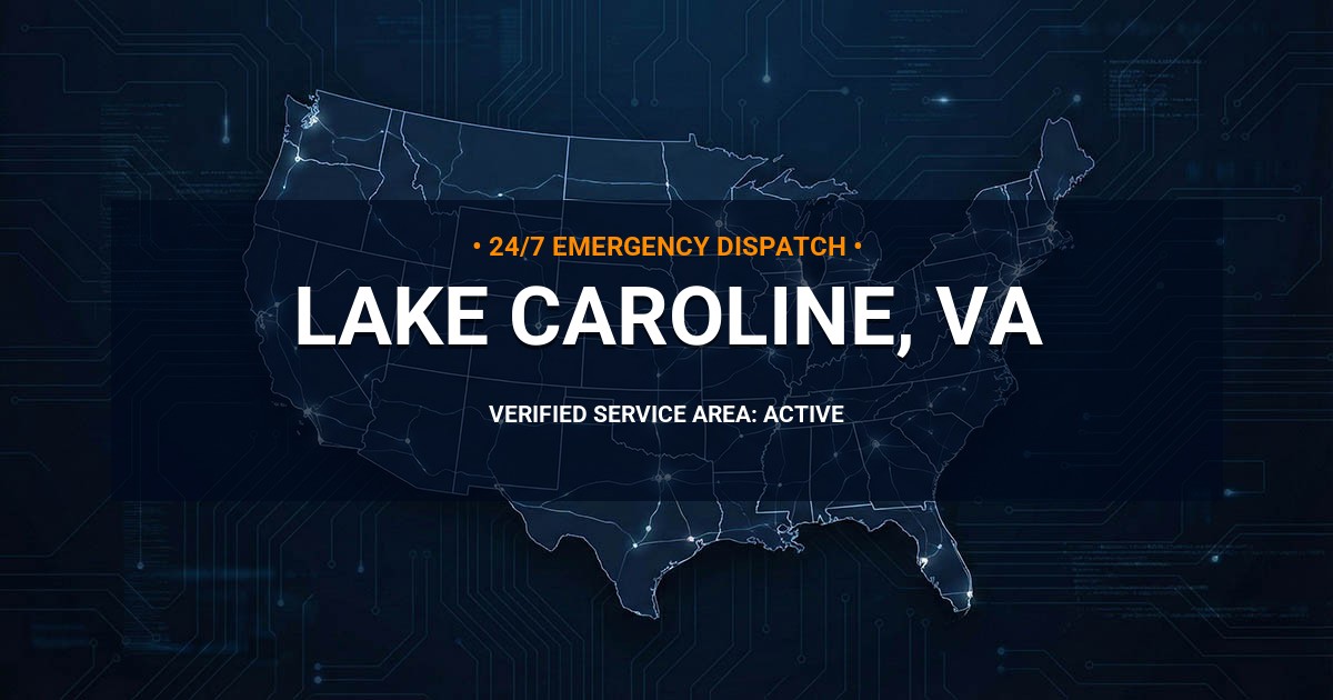 Emergency Plumbing Dispatch Map for Plumbing Services: Lake Caroline, VA