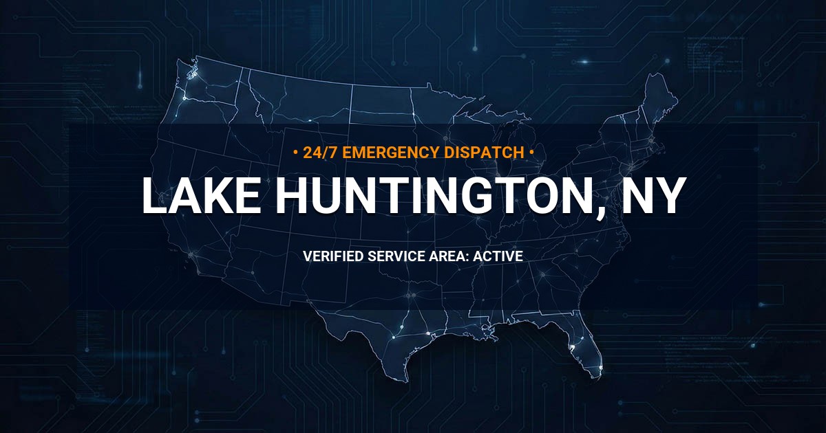 Emergency Plumbing Dispatch Map for Plumbing Services: Lake Huntington, NY