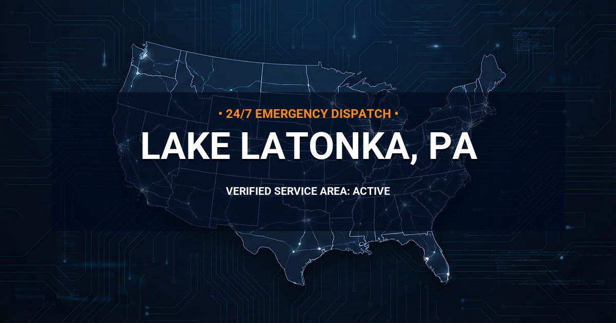 Emergency Plumbing Dispatch Map for Plumbing Services: Lake Latonka, PA