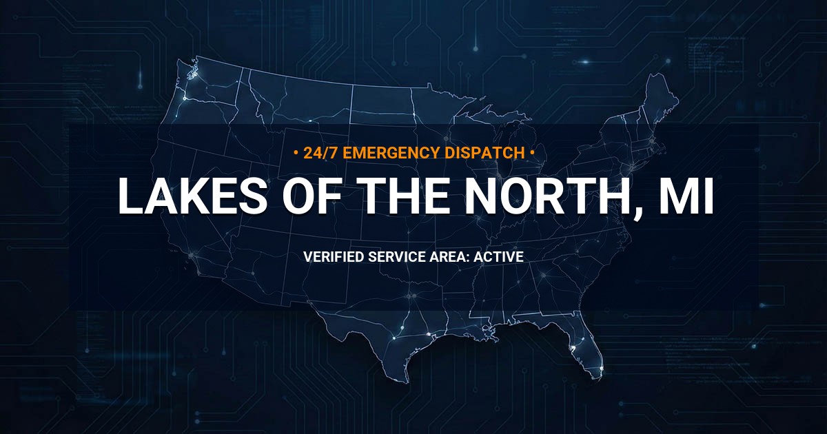 Emergency Plumbing Dispatch Map for Plumbing Services: Lakes of the North, MI