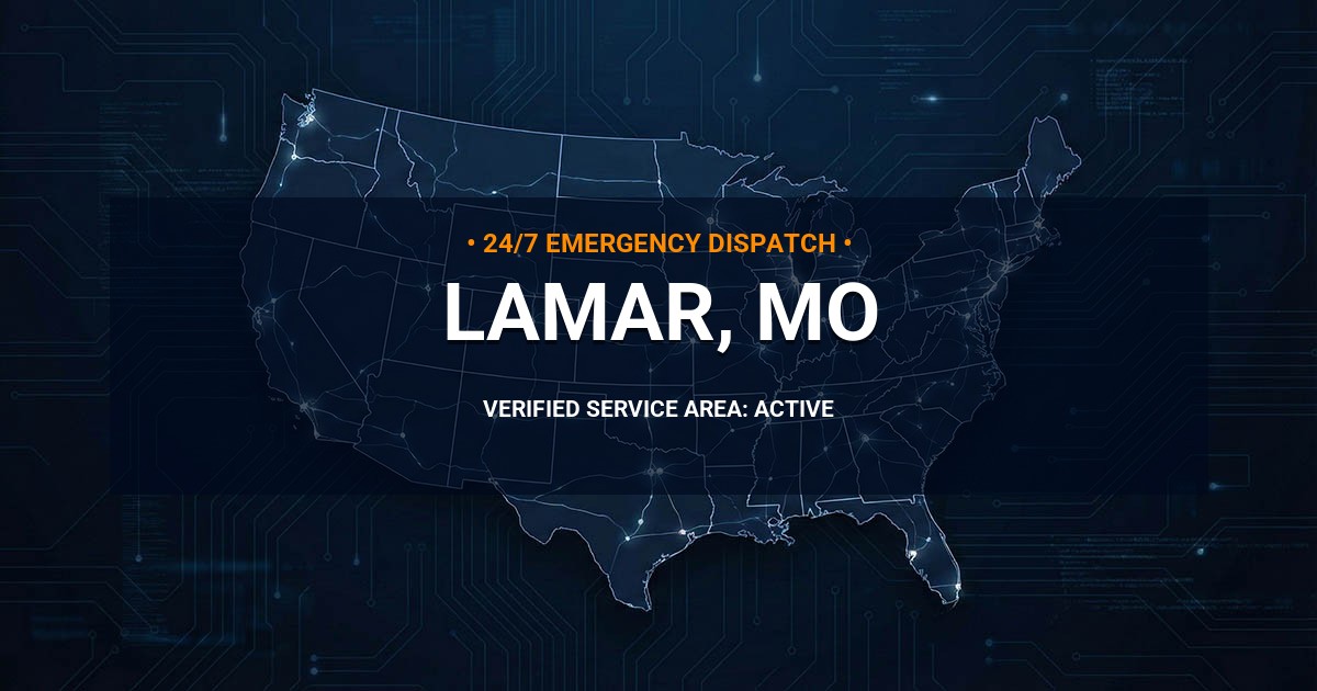Emergency Plumbing Dispatch Map for Plumbing Services: Lamar, MO