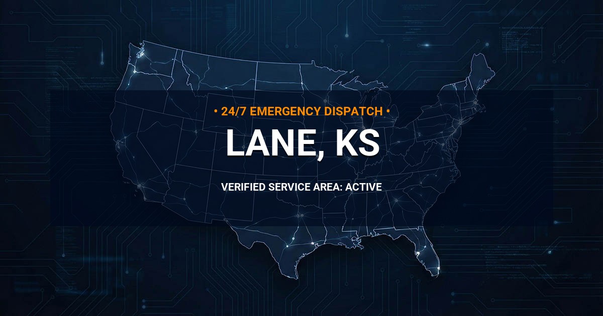 Emergency Plumbing Dispatch Map for Plumbing Services: Lane, KS