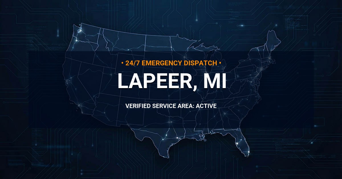 Emergency Plumbing Dispatch Map for Plumbing Services: Lapeer, MI