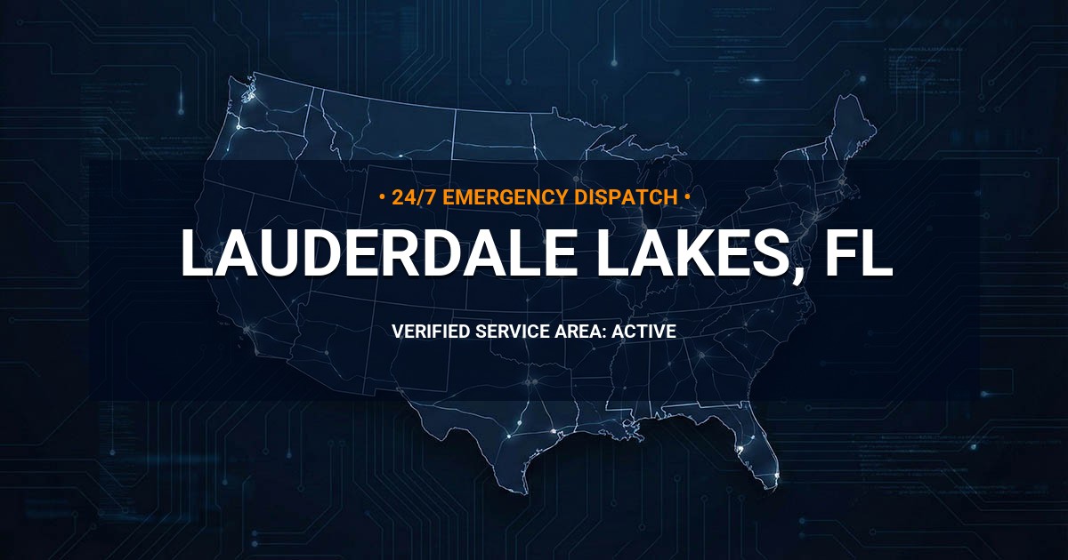Emergency Plumbing Dispatch Map for Plumbing Services: Lauderdale Lakes, FL