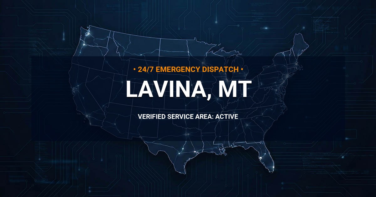 Emergency Plumbing Dispatch Map for Plumbing Services: Lavina, MT