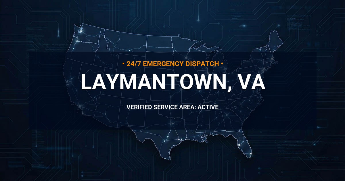 Emergency Plumbing Dispatch Map for Plumbing Services: Laymantown, VA