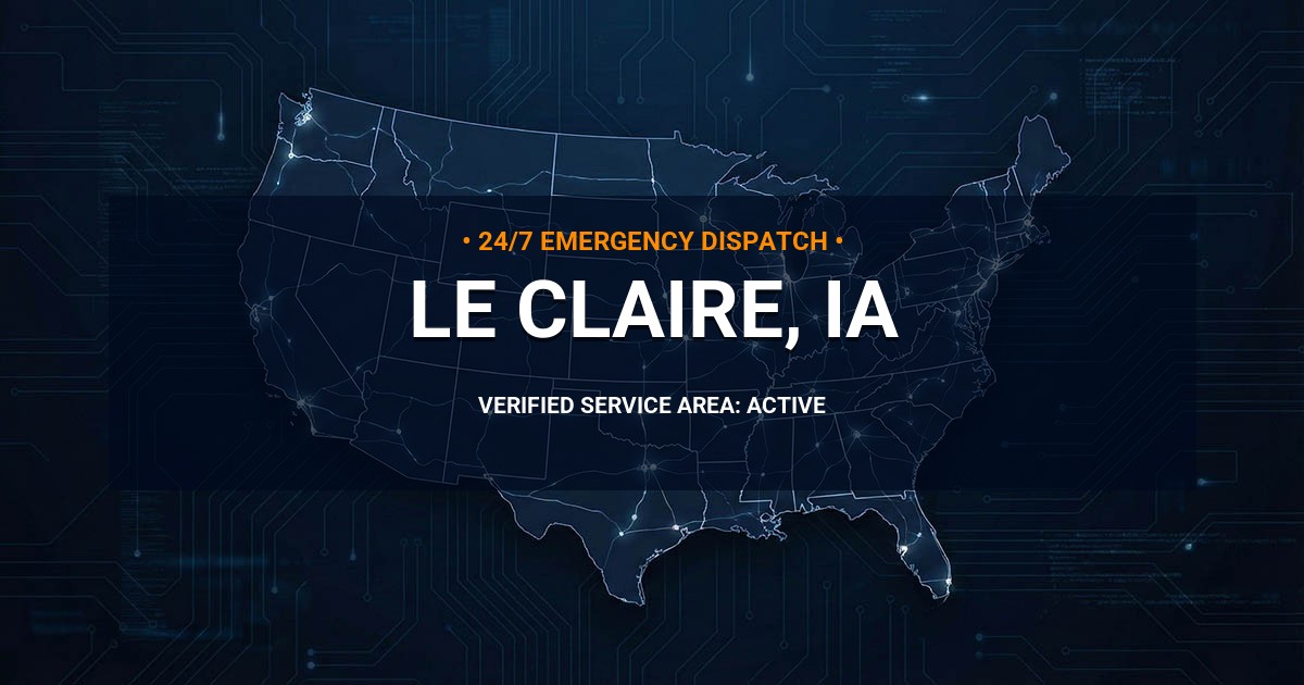 Emergency Plumbing Dispatch Map for Plumbing Services: Le Claire, IA