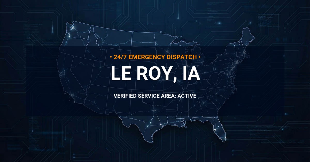 Emergency Plumbing Dispatch Map for Plumbing Services: Le Roy, IA