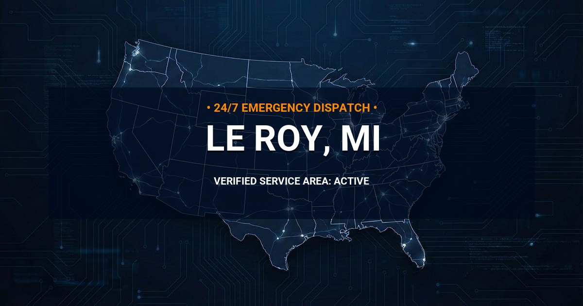 Emergency Plumbing Dispatch Map for Plumbing Services: Le Roy, MI