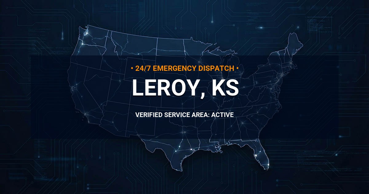Emergency Plumbing Dispatch Map for Plumbing Services: LeRoy, KS