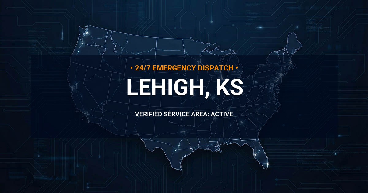 Emergency Plumbing Dispatch Map for Plumbing Services: Lehigh, KS