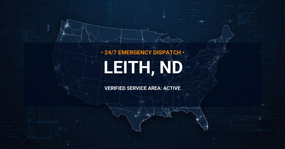 Emergency Plumbing Dispatch Map for Plumbing Services: Leith, ND