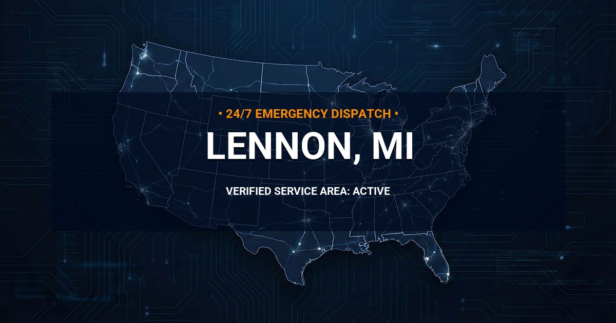 Emergency Plumbing Dispatch Map for Plumbing Services: Lennon, MI